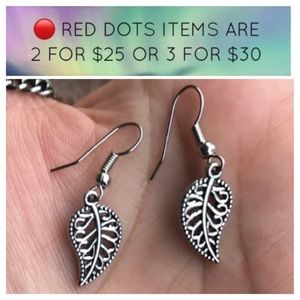 🔴 SALE! leaf dangly earrings stainless steel post